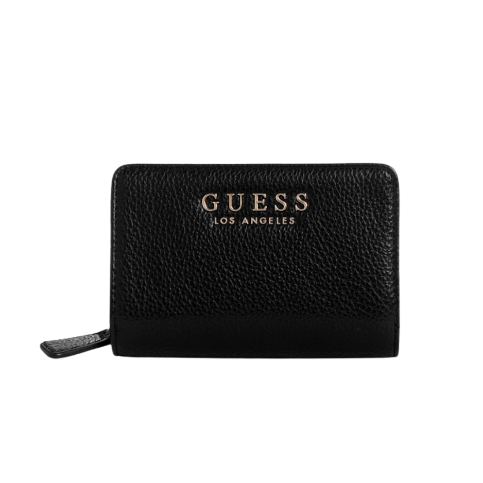 Cartera Guess Negra, con textura y letra...